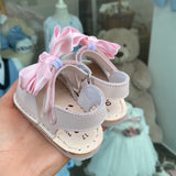 Menorquinische First Steps-Sandalen aus Satinleder mit Satinschleife für Mädchen INDEX 300S