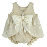 Abito con Culotte in lino Beige Neonata CALAMARO 22085