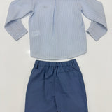 Complete Shirt And Bermuda Light Blue Striped Cotton Blend Child DEL SUR 1243