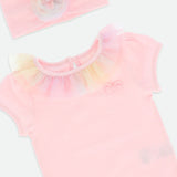 Set aus elegantem Body und weißem Baumwoll-Stirnband ANGEL'S FACE CLEMENTINE