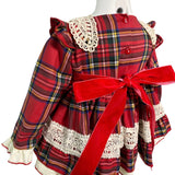 Abito Elegante Svasato Manica Lunga Scozzese Neonata LA AMAPOLA 0040