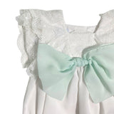 Pagliaccetto Elegante Battesimale Con Pizzo E Fiocco Neonata GRANLEI 197