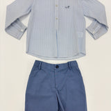 Complete Shirt And Bermuda Light Blue Striped Cotton Blend Child DEL SUR 1243