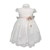 Abito Elegante Battesimale Mezza Manica In Tulle Ricamato Neonata MIMILU' 1391