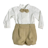 Completo Camicia e Bermuda Elegante Neonato Ponto por ponto 6045