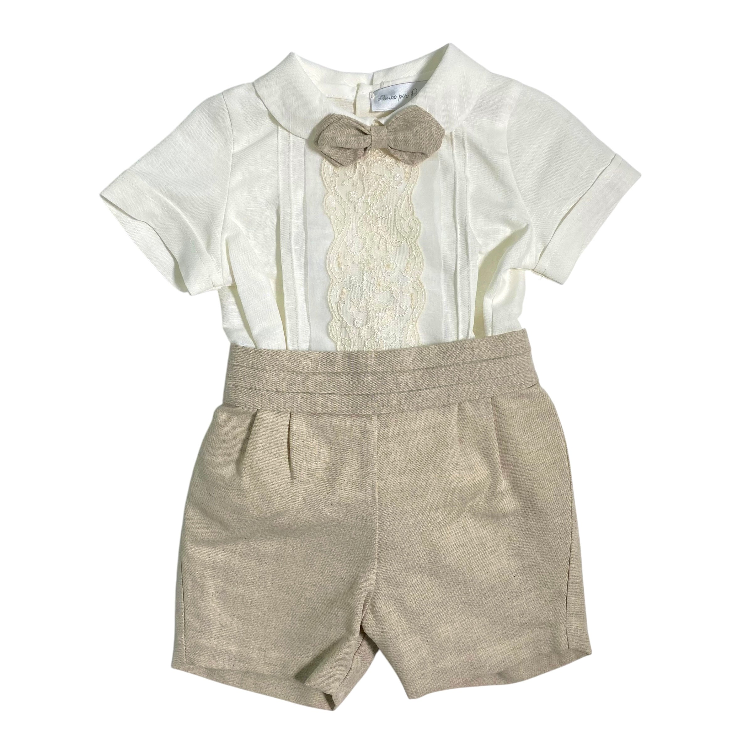 Completo Corto Elegante In Lino Con Bermuda Neonato PONTO POR PONTO 6329