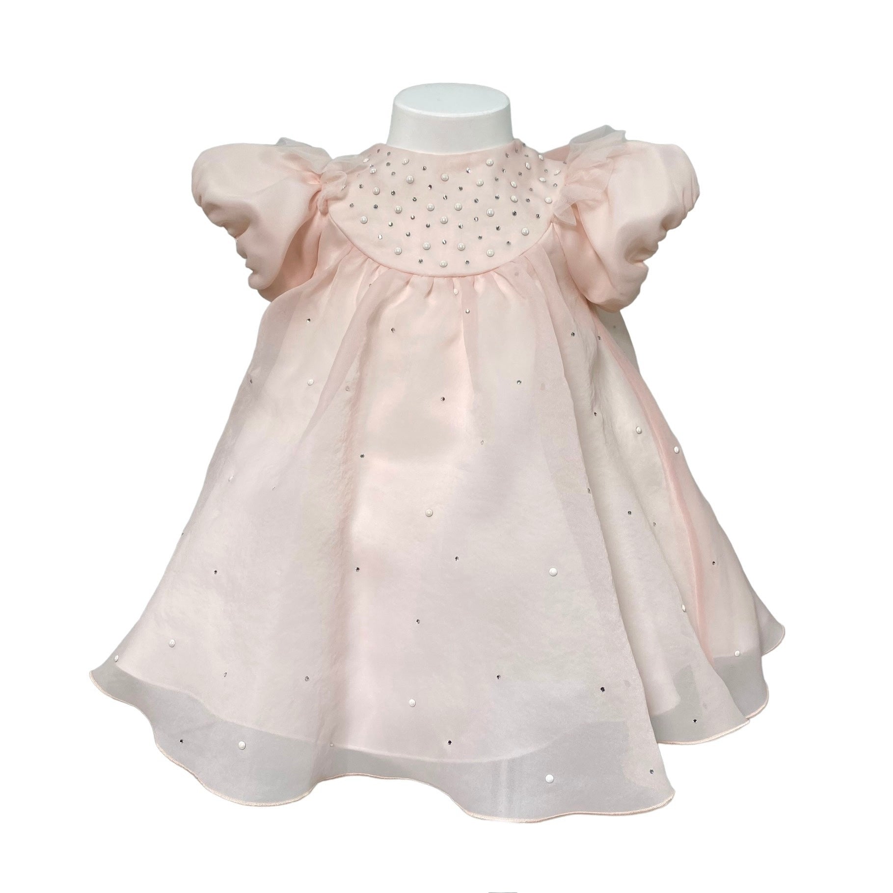 Abito Svasato Mezza Manica In Organza E Strass Neonata PETIT 2016046