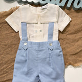 Completo Elegante Con Camicia E Salopette In Lino Neonato PONTO POR PONTO 6505