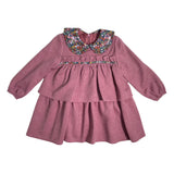 Ausgestelltes Langarmkleid mit Rüschen aus warmer Baumwolle für Mädchen DEL SUR 5189