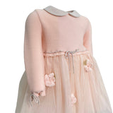 Abito Svasato Manica Lunga Elegante In Lana E Tulle Neonata BIMBALO' 6734