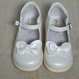 Ballerina Model Shoe With Bow In Milk White Patent Girl MISTER JERRY 1837