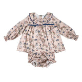 Abito Manica Lunga Svasato  Con Culotte In Caldo Cotone Neonata YOEDU 2053