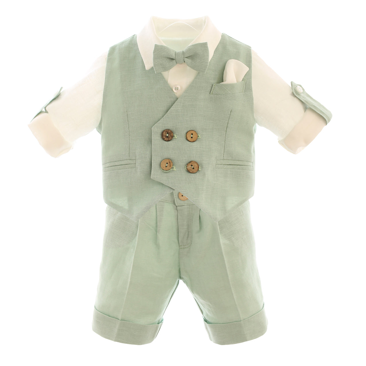 Completo Elegante 4 Pezzi In Lino Neonato BUFI M0557A