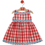 Abito Smanicato In Cotone Fantasia Quadri  Bambina DEL SUR 0564