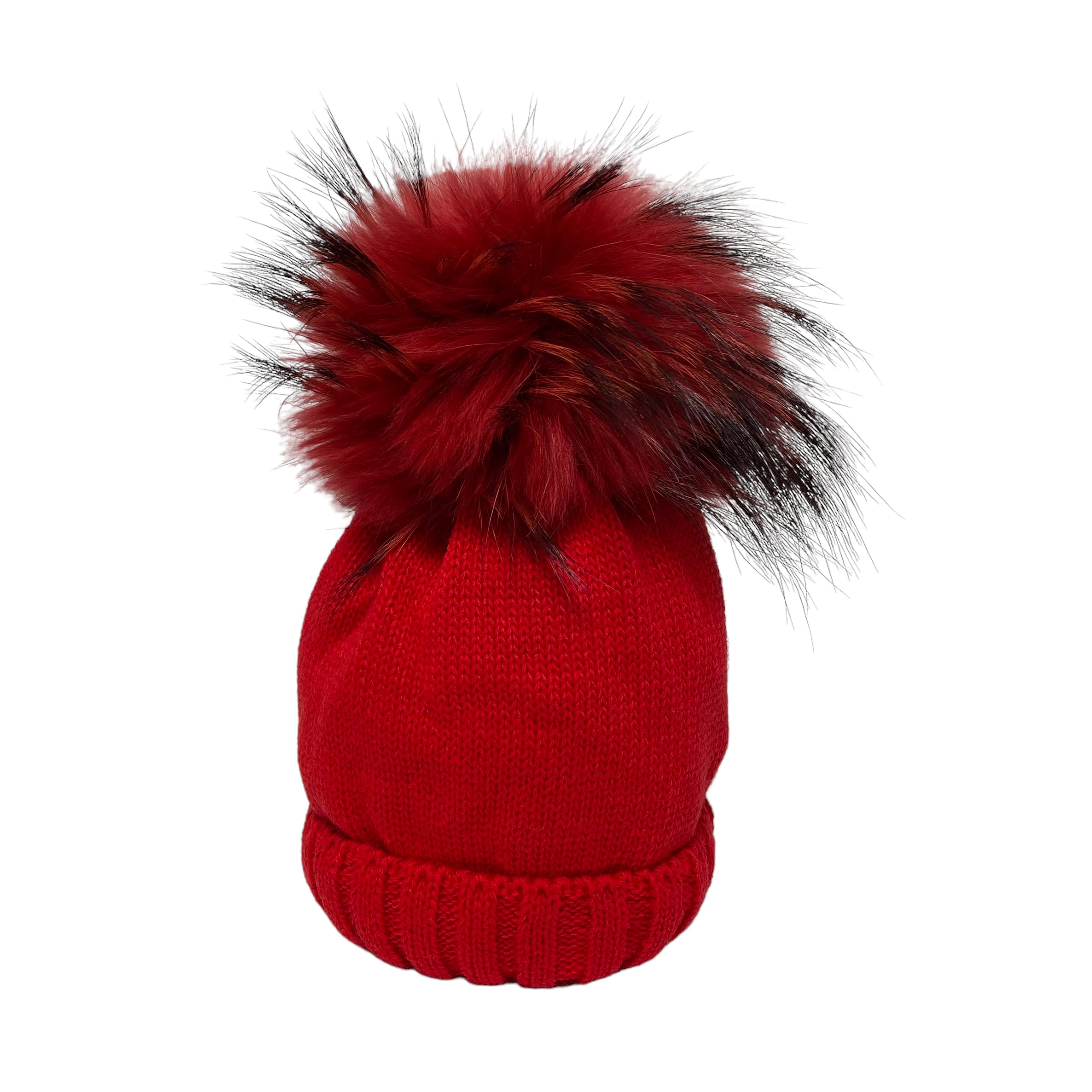 Cappello In Misto Lana Con Risvolto E Pom Pon In Volpe Neonato/a FURFANTE CT0523A