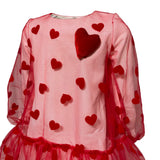 Abito Elegante Manica Lunga In Felpa E Tulle Con Cuori In Velluto Bambina DAGA 9521
