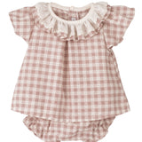 Abito con culotte a quadretti in Cotone Rosa Antico Neonata CALAMARO 22080