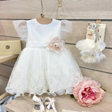 Elegant Ceremony Dress In Cream Lace For Baby Girl TETO AND TATTA VE1694