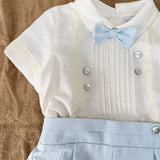 Completo Corto Elegante In Lino Con Bermuda Neonato PONTO POR PONTO 6493