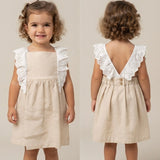 Little Girl Dress in Linen Sleeveless 94491 BABIDU