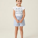 Shorts In Cotton Stripes Light Blue-White Child SARABANDA 2593