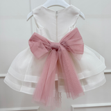 Abito Elegante Smanicato In Mikado E Organza Con Cintura Neonata MIMILU' 1725