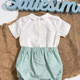 Completo Corto Elegante In Lino Con Bermuda Neonato PONTO POR PONTO 6503