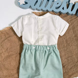 Completo Corto Elegante In Lino Con Bermuda Neonato PONTO POR PONTO 6498