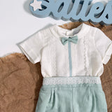 Completo Corto Elegante In Lino Con Bermuda Neonato PONTO POR PONTO 6498