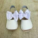 Menorquinische First Steps-Sandalen aus Satinleder mit Satinschleife für Mädchen INDEX 300S