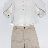 Set aus Hemd und Bermuda aus Baumwolle in Babybeige DEL SUR 1242