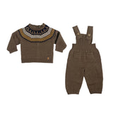 Set aus Latzhose und Pullover aus brauner Wolle für Neugeborene WEDOBLE I2308310A
