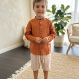 Shirt In Linen Blend With Korean Collar Shard Child MANUELL &amp; FRANK MF3159B