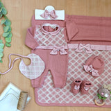 Corredino Nascita In Lana E Pizzo Rosa Antico Neonata Ninnaoh CORDLANAPIZZO