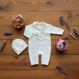 Set In Lana Con Fiocco Neonata Panna BIMBALO'
