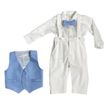 Completo Elegante Con Panciotto Bianco E Celeste Neonato NINNAOH I23COM224