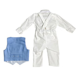 Completo Elegante Con Panciotto Bianco E Celeste Neonato NINNAOH I23COM224