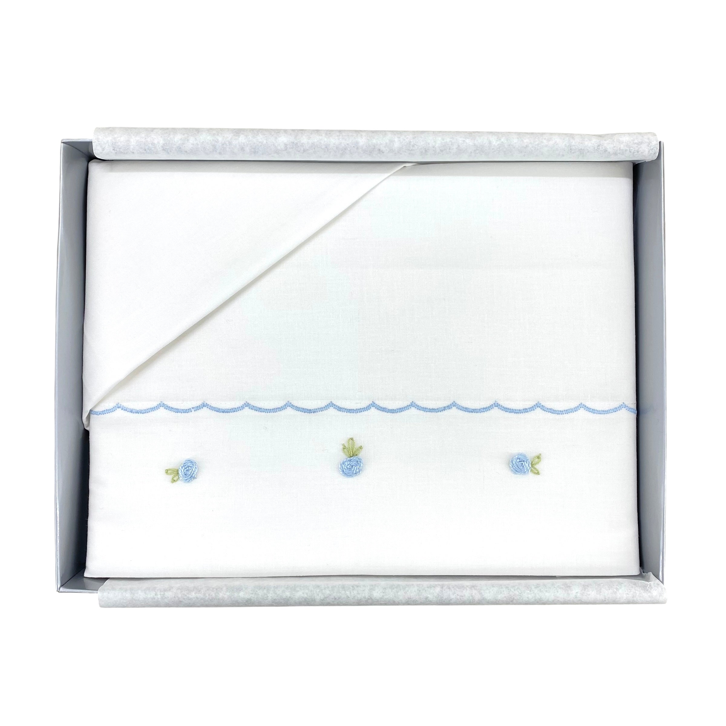 Lenzuolino Per Carrozzina In Cotone Con Ricamo Neonato/a LA SARTORIA DEI PICCOLI L1070