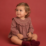 Abito Con Culotte in Vichy In Caldo Cotone Neonata DEL SUR 2076
