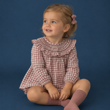 Abito in Vichy Con Culotte In Caldo Cotone Neonata DEL SUR 2079
