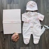 Set in Ciniglia Con Pizzo Neonata Rosa Ninnaoh