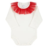 Body In Caldo Cotone Con Collo Rouche In Tulle Neonata CONDOR 54449