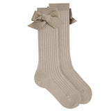 Calze Lunghe a coste con Fiocco in Caldo Cotone Millerighe Neonata CONDOR 2486