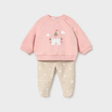 Tutina Spezzata in Caldo Cotone Neonata Rosa/Beige Mayoral 2514