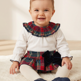 Completo Con Culotte Scozzese In Caldo Cotone Neonata CALAMARO 11455