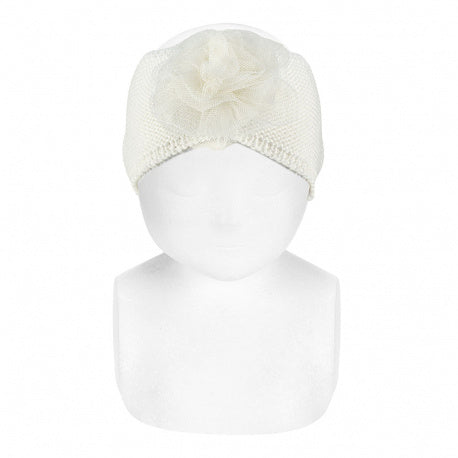 Fascia In Punto Legaccio Con Fiore In Tulle Neonata CONDOR 50058I