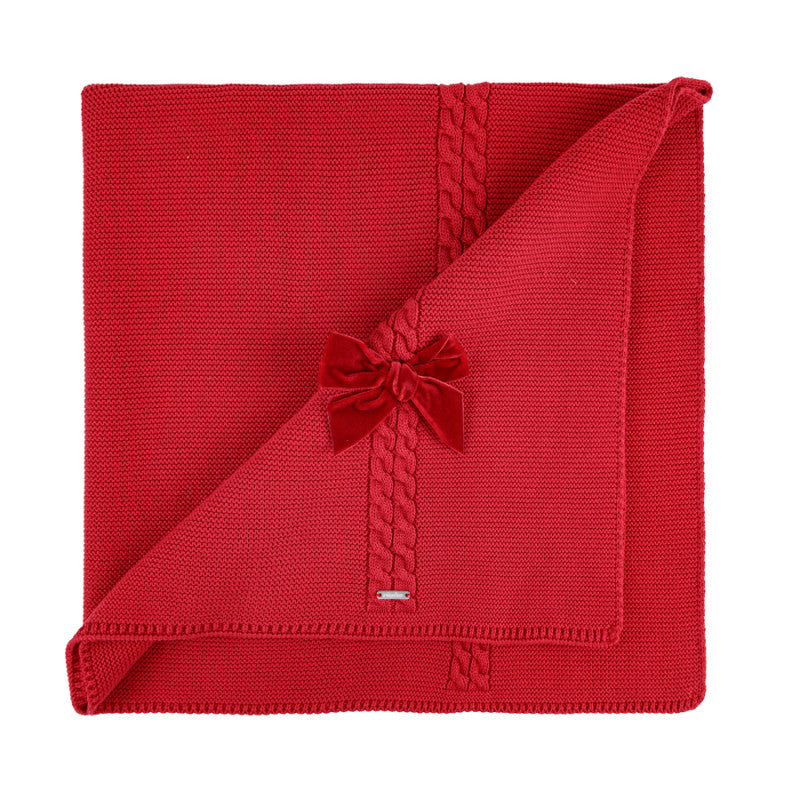 Coperta In Caldo Cotone Con Trecce E Fiocco Neonata CONDOR 55704