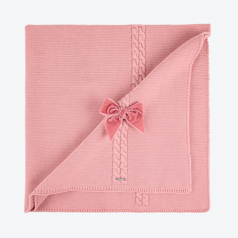 Coperta In Caldo Cotone Con Trecce E Fiocco Neonata CONDOR 55704