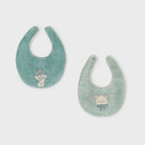 Set 2 bavaglini impermeabili in ciniglia verde neonato Mayoral 9138