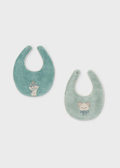 Set 2 bavaglini impermeabili in ciniglia verde neonato Mayoral 9138